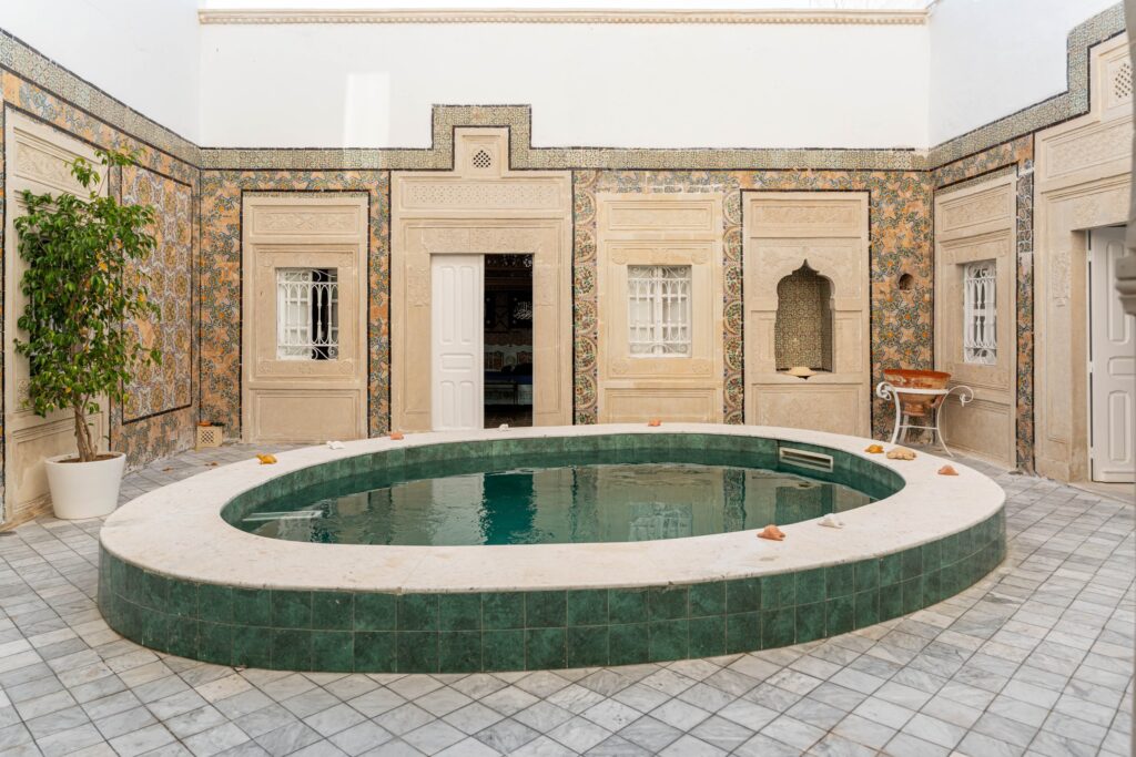 Courtyard and pool at Dar Fenina, Hammamet